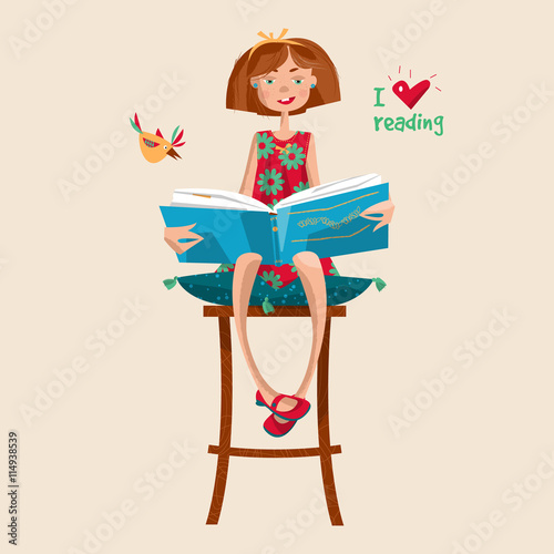 Girl with a book. I love reading. Literacy Day.