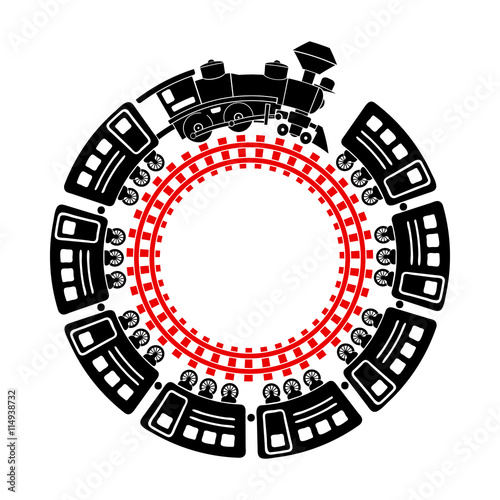 Train and round railway icon in simple style isolated on white background