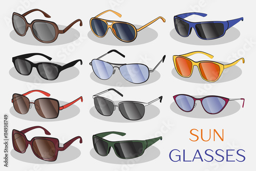 Set of the different sun glasses
