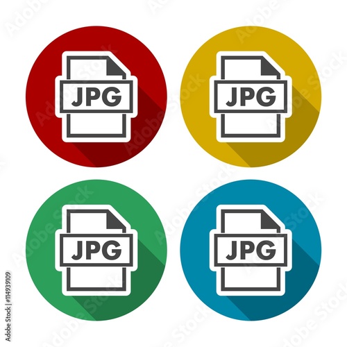 JPG file format square flat icons set