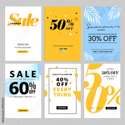 Social media sale banners and ads web template collection. Vector illustrations for website and mobile website banners, posters, email and newsletter designs, ads, promotional material.