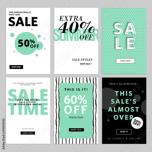 Set of website banners and emails for sale. Vector illustrations for website and mobile website banners, posters, email and newsletter designs, ads, promotional material.