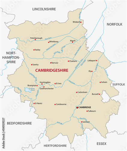 vector map of the county cambridgeshire, england