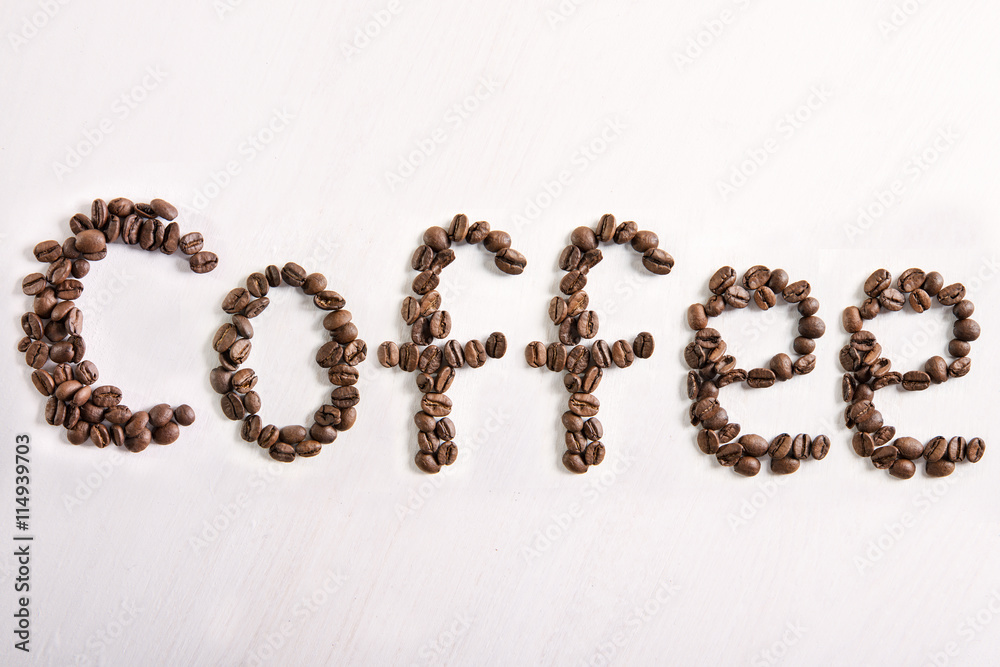 The word coffee from coffee beans The word coffee from coffee beans