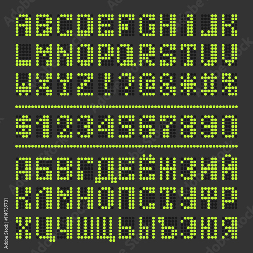 Dotted led font digital letters and numbers