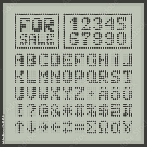 Digital dotted font display letters and numbers