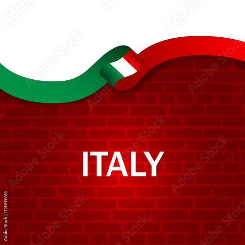 Italy sport style flag ribbon brick wall style. Vector Illustration