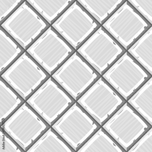 Cartoon hand drown white old diagonal seamless tiles texture. Vector illustration