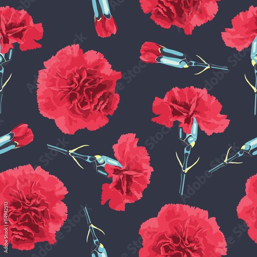 Seamless pattern carnations flowers.