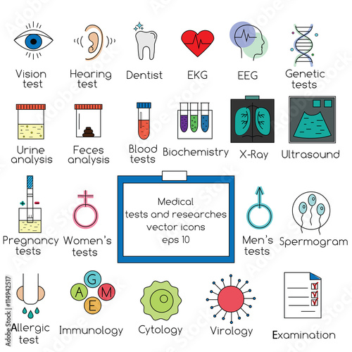 Medical tests and researches icons. Vector illustration