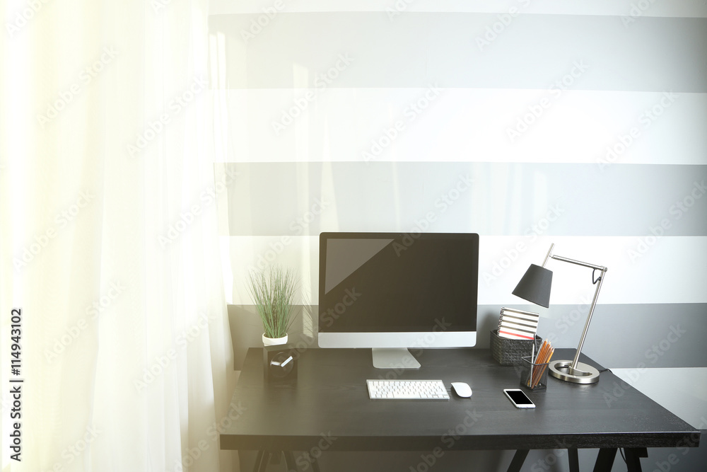 Comfortable workplace with modern computer Comfortable workplace with modern computer