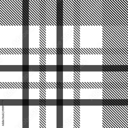 Seamless tartan pattern. repeated plaid twill tile texture. black and white palette vector illustration.