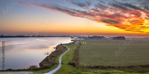 Aerial panorama of Netherlands Polder landscape photo