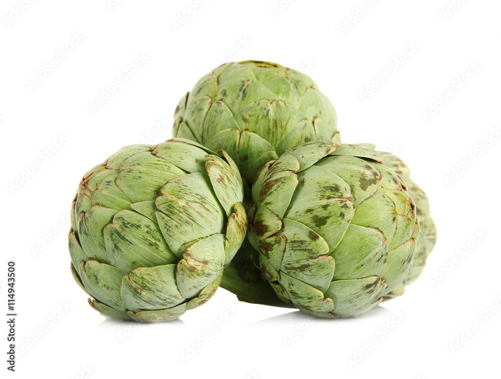 Obraz premium Artichokes, isolated on white