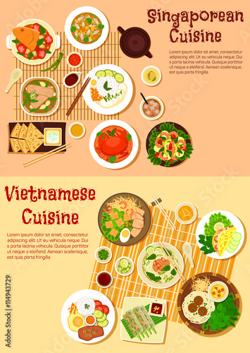 Vietnamese and singaporean cuisine flat icon