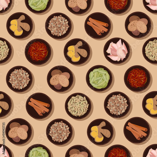 Fragrant spices and condiments seamless pattern