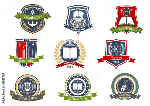Academy, university and college heraldic emblems