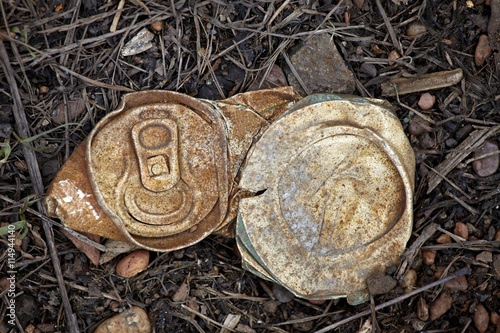 Crumpled beer can photo