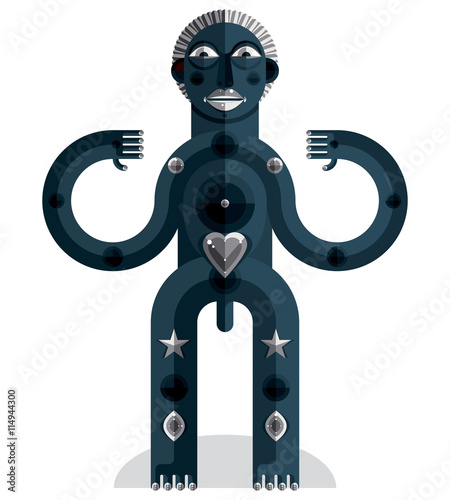 Graphic vector illustration, anthropomorphic character isolated