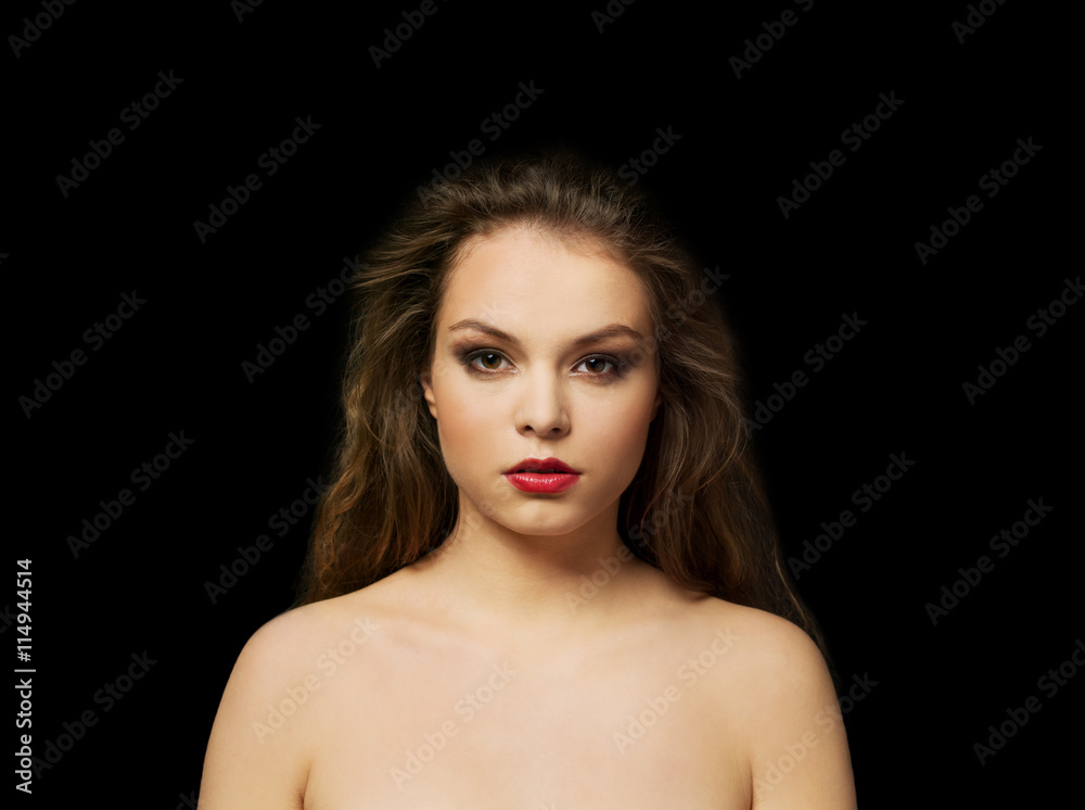 Beautiful woman with long curly hair Beautiful woman with long curly hair