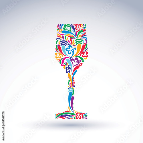 Fantasy decoration, art design goblet with bright flower-pattern