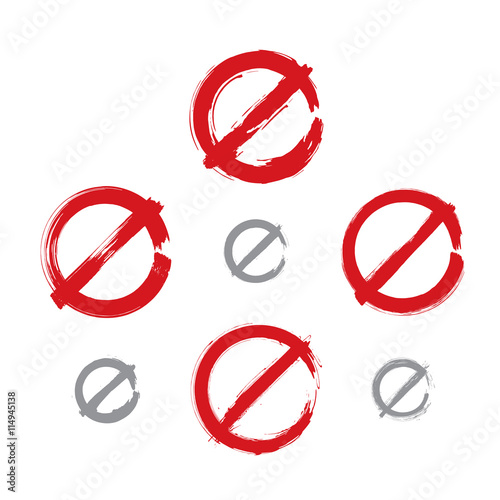 Set of hand-drawn simple vector prohibition icons, collection of photo