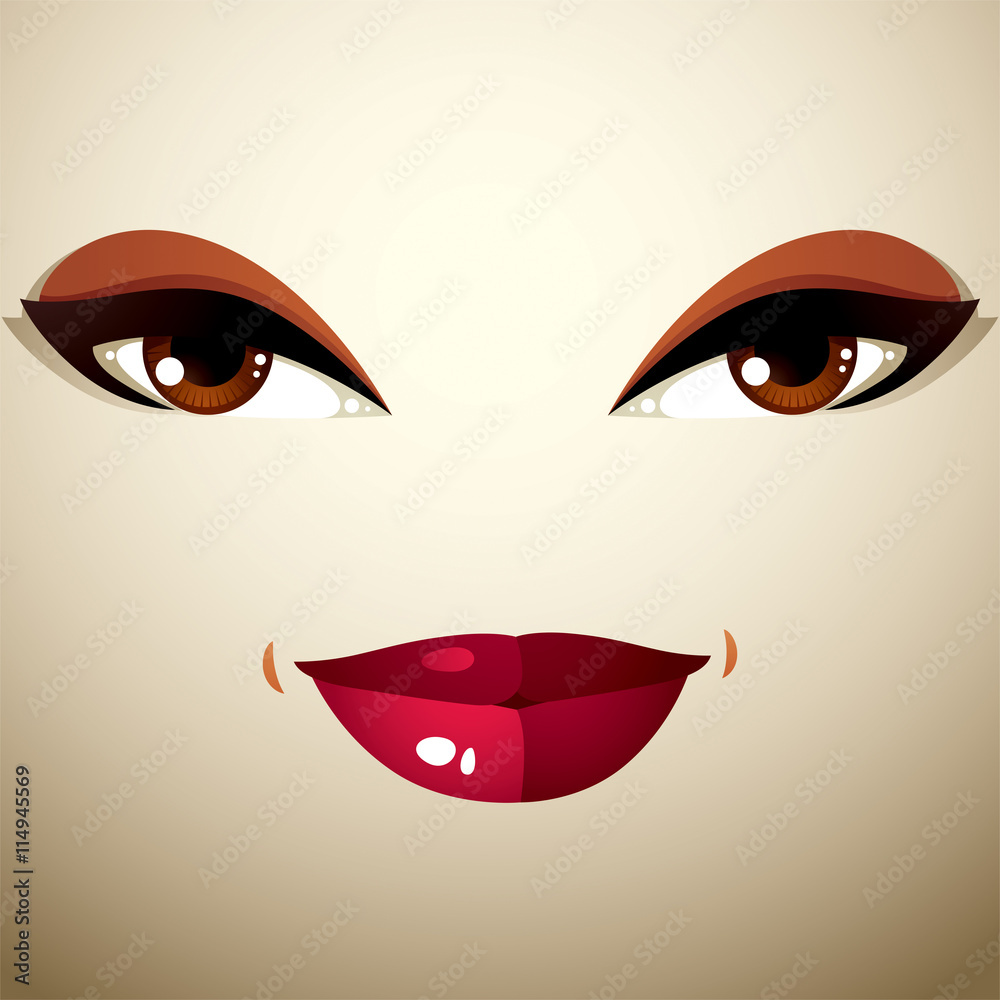 Face makeup, lips and eyes of an attractive woman displaying pas Face makeup, lips and eyes of an attractive woman displaying pas