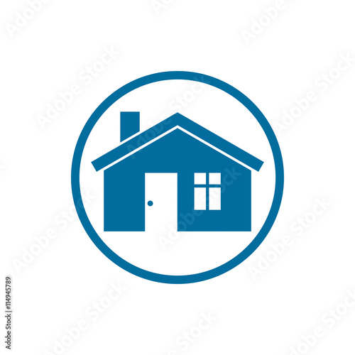 Real estate icon, vector abstract house. Property developer symb