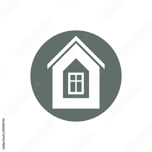 Real estate icon, vector abstract house. Property developer symb