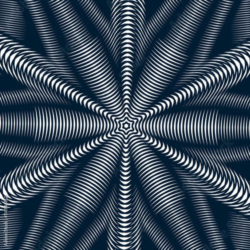 Optical illusion, creative black and white graphic moire backdro