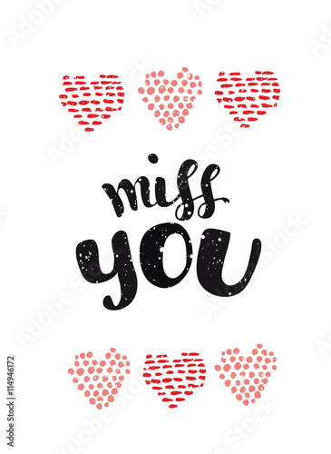 Hand drawn lettering miss you