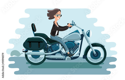Motorcycle riding of driver woman
