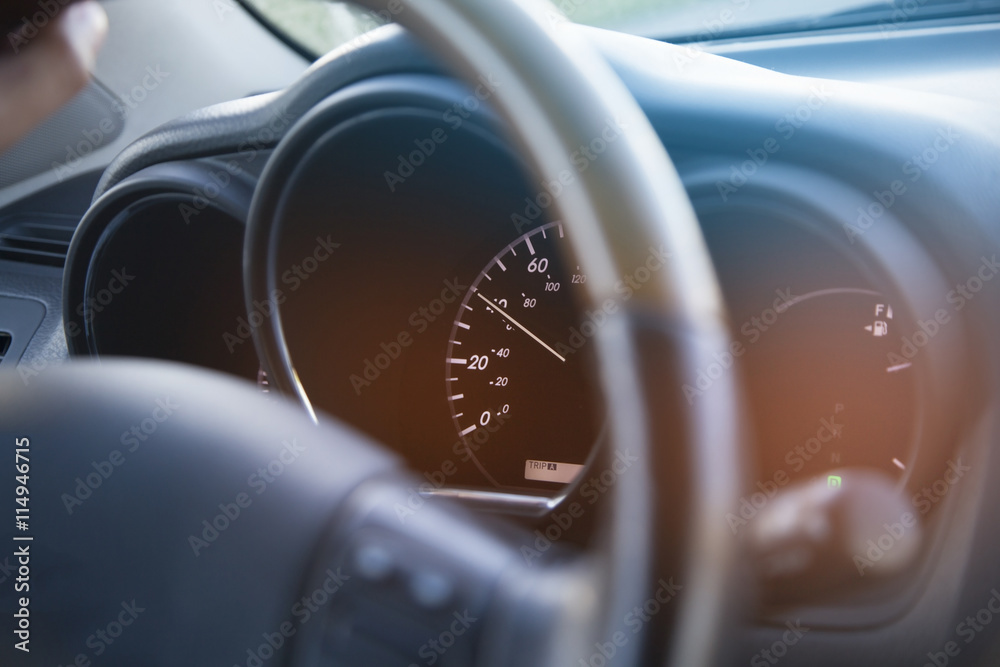 steering wheel of modern car