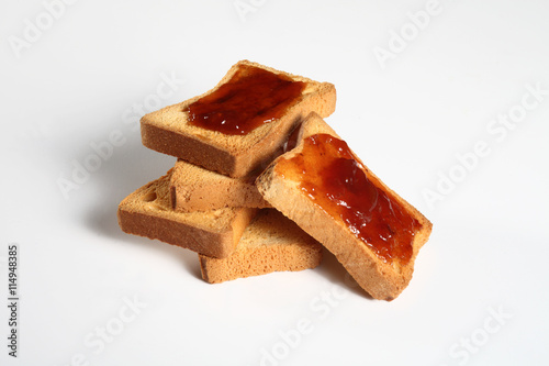 five biscuits with jam