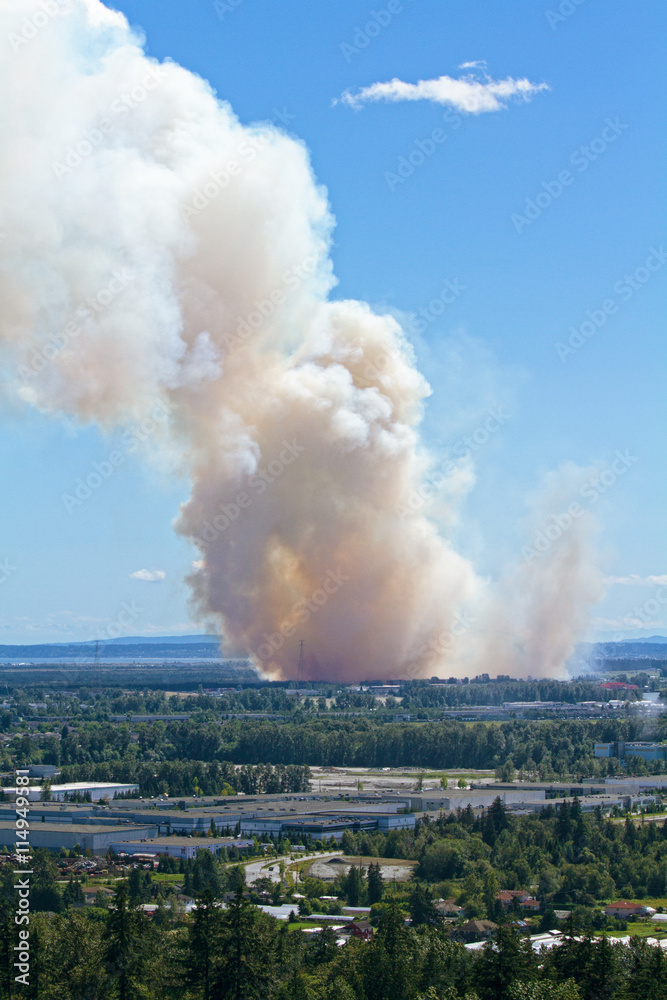 Burns Bog fire in Delta, BC, Canada