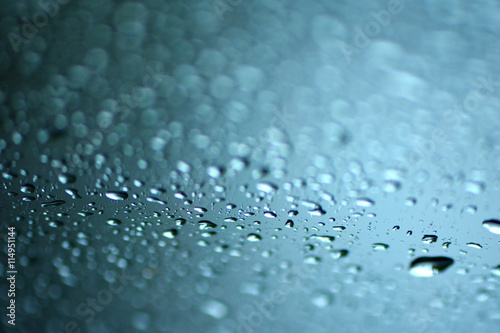 Raindrops on glass, selective focus.