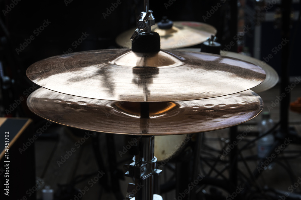 Obraz premium hi-hat on stage, combination cymbal in a percussion drum kit