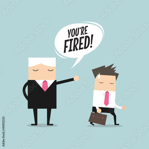 Angry boss firing employee. Unemployment, crisis, jobless and employee job reduction concept vector