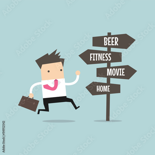 Businessman with destination to go after work. vector