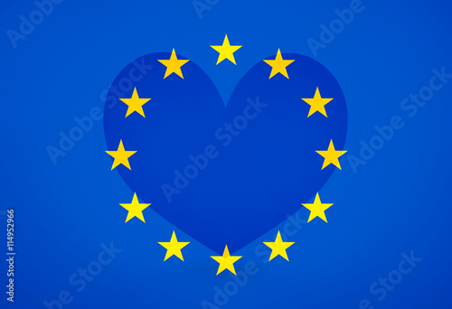 Europe Love Big Heart Background Flag