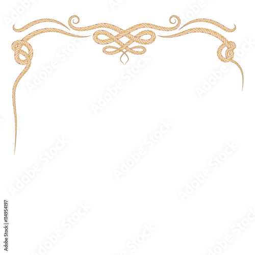 Vector of rope frame set on pattern retro background.
