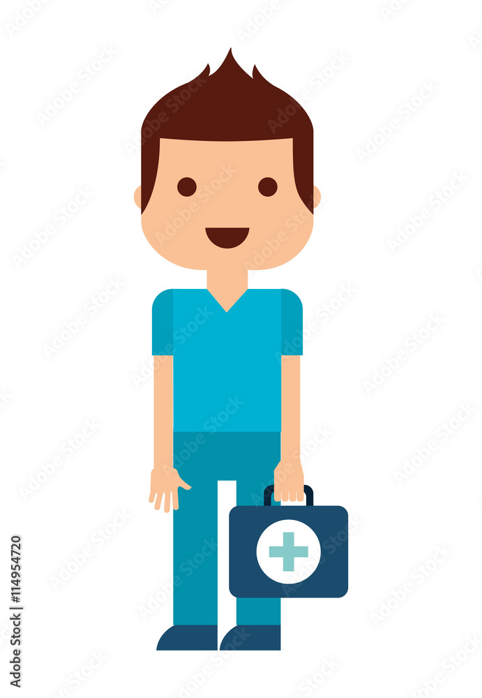 doctor with kit medical  isolated icon design