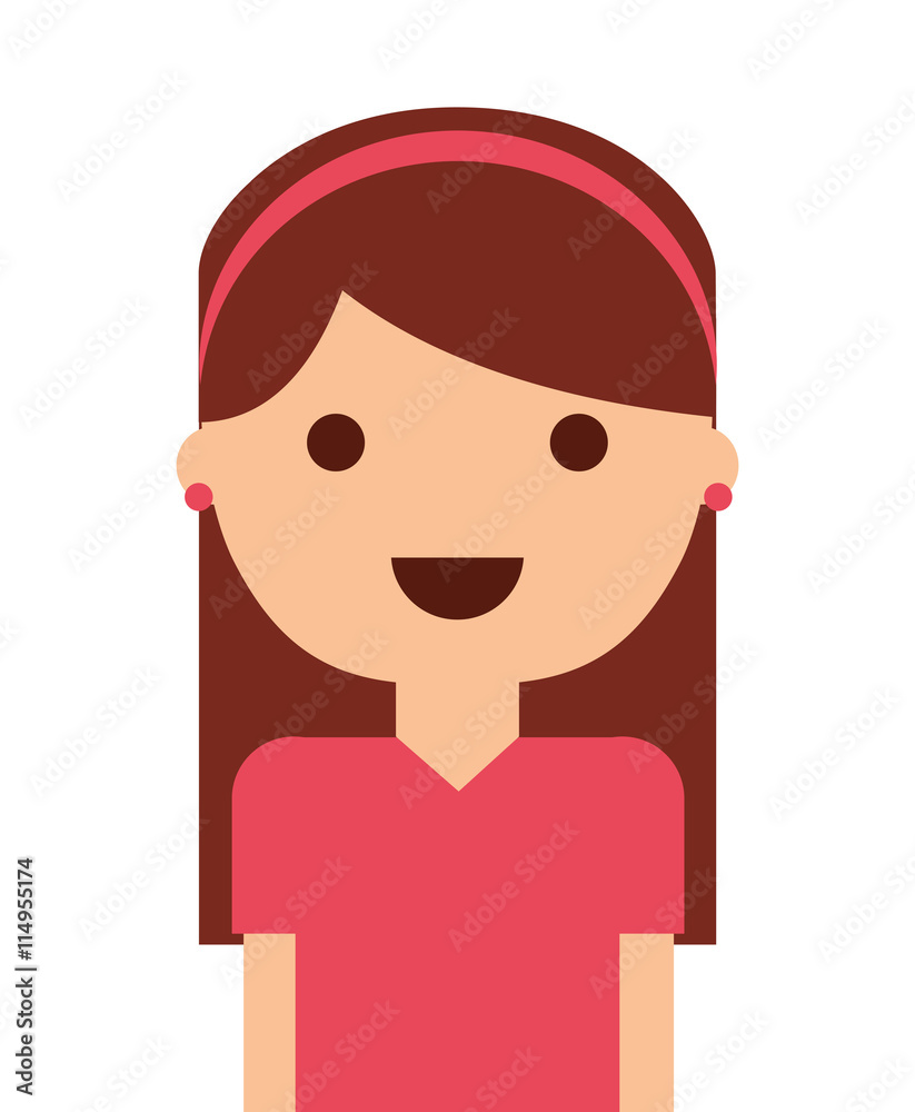 happy little girl isolated icon design