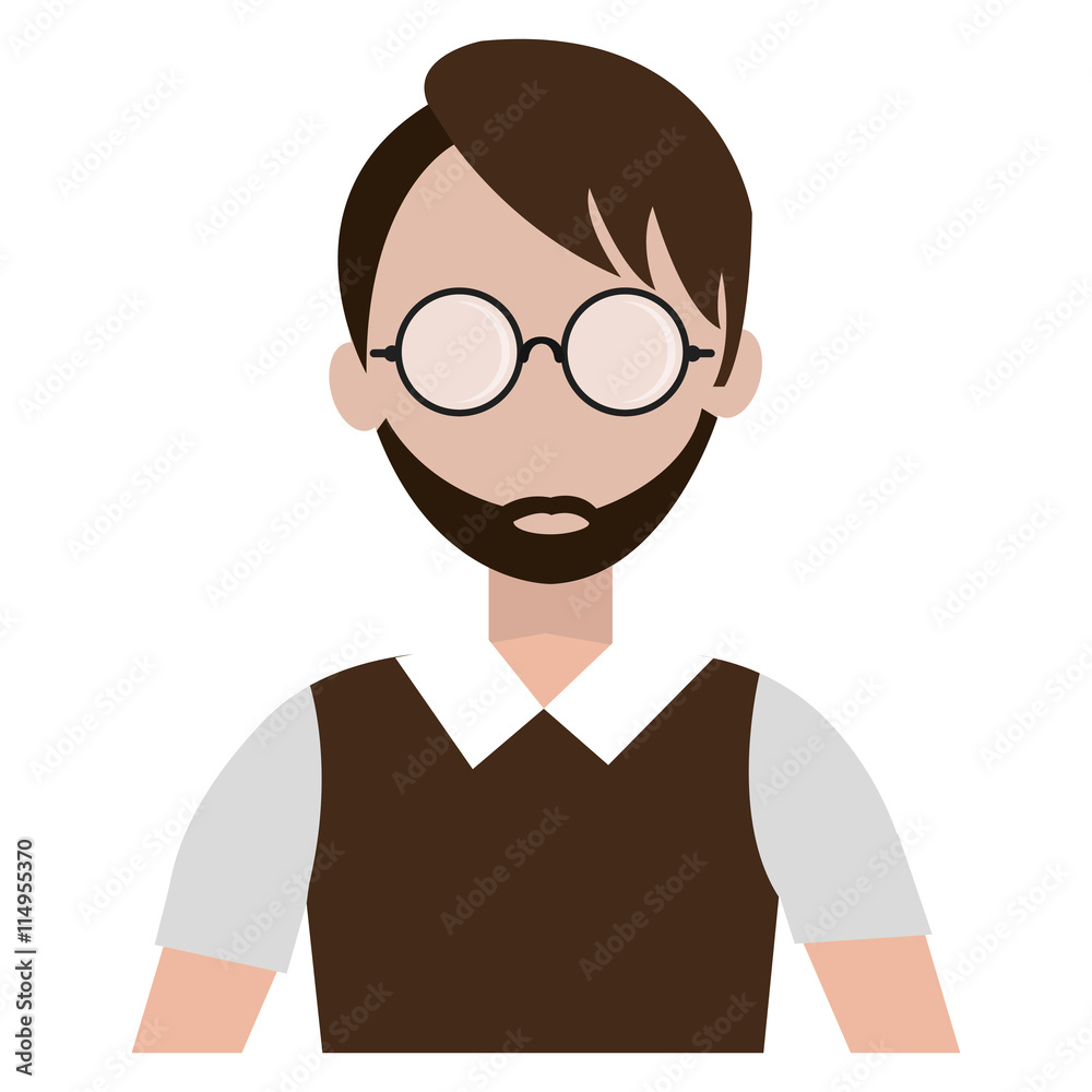 avatar man wearing eyeglasses and brown sweater over isolated background, vector illustration avatar man wearing eyeglasses and brown sweater over isolated background, vector illustration