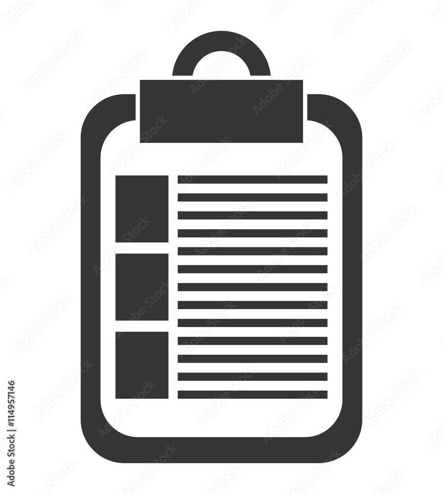 black and white paper sheet check list front view over isolated background, vector illustration black and white paper sheet check list front view over isolated background, vector illustration