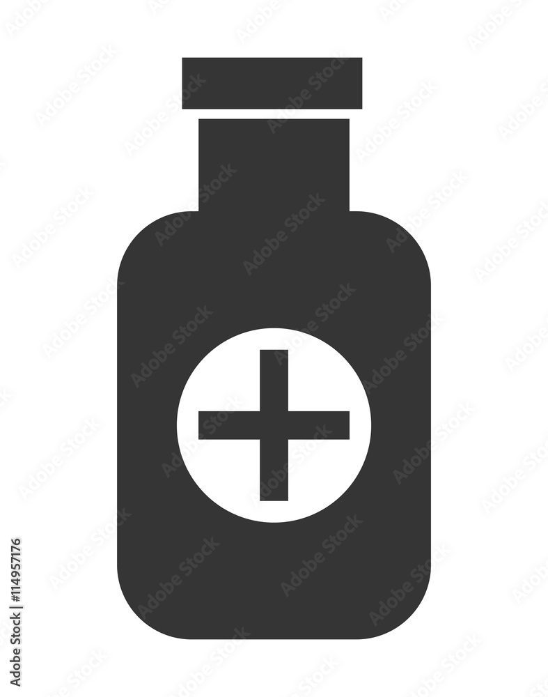 black and white medicine container front view over isolated background, vector illustration black and white medicine container front view over isolated background, vector illustration