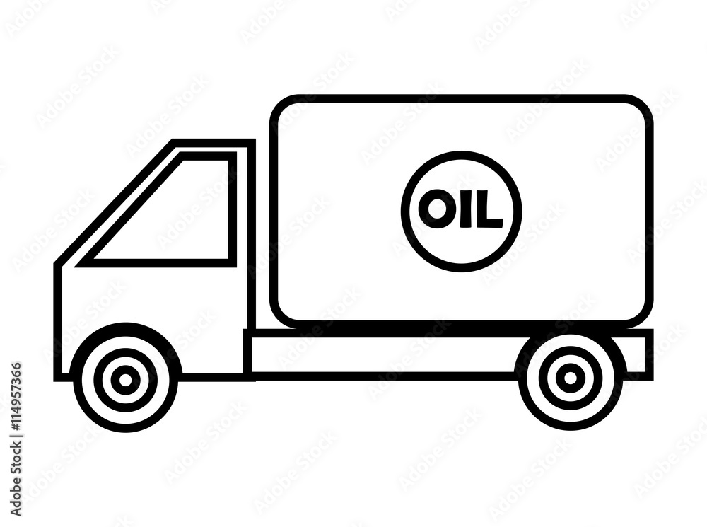 black and white cargo oil truck side view over isolated background, vector illustration black and white cargo oil truck side view over isolated background, vector illustration