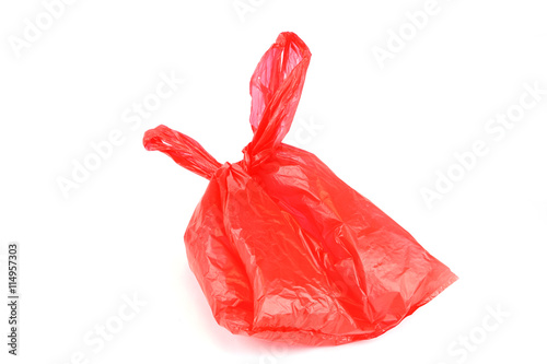 red plastic bag isolated on white background