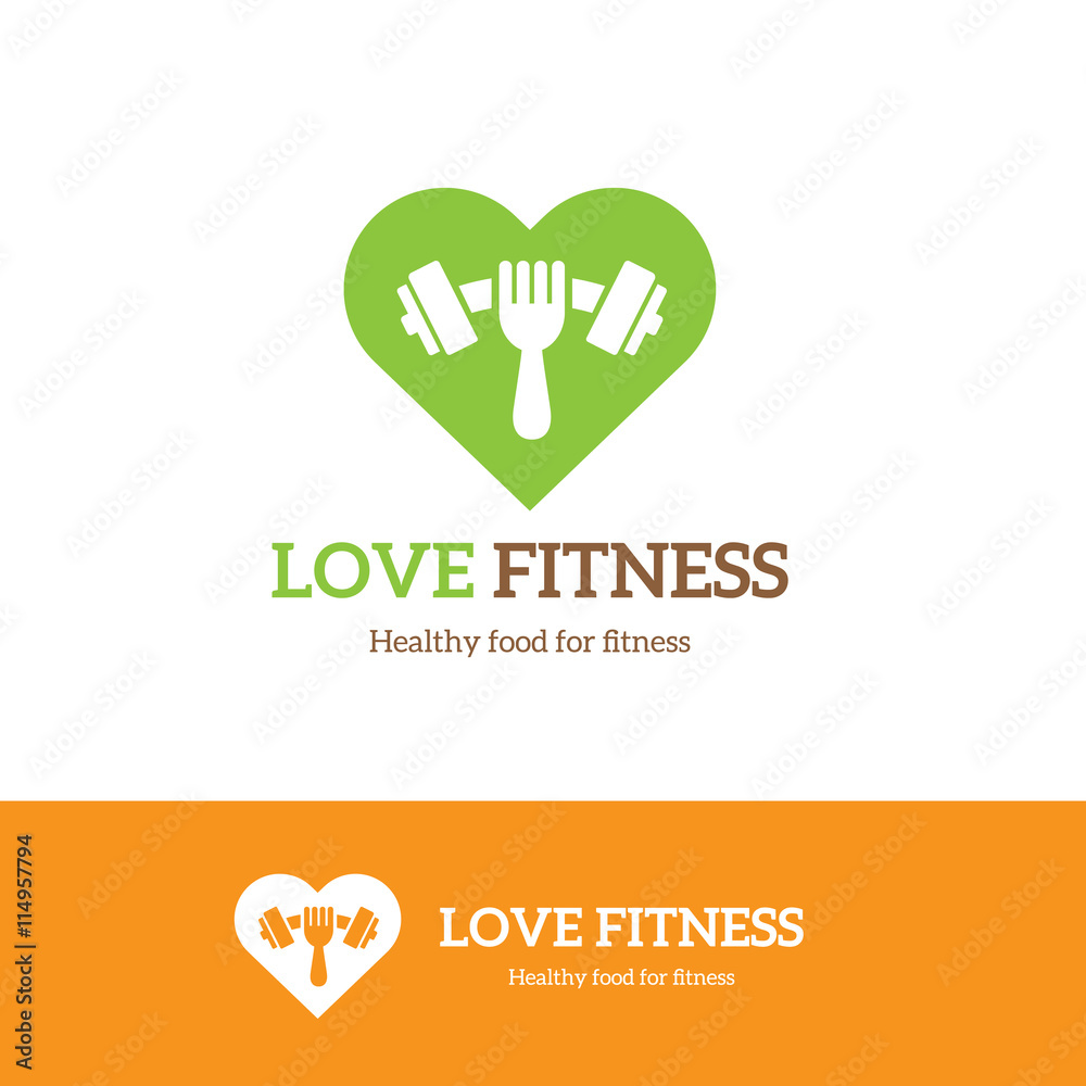 Obraz premium Fitness logo,Gym Logo,Love fitness symbol, Brand identity for sports and healthy style.