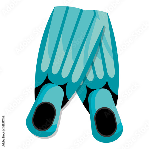 black and blue diving fins over isolated background, vector illustration 